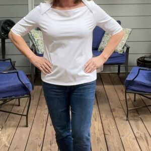 Ann Taylor 3/4 Length Sleeve Boatneck T Shirt  Size L